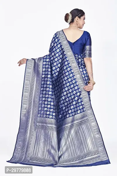 Stylish Blue Art Silk Saree with Blouse piece For Women-thumb2