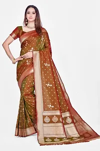 Stylish Olive Art Silk Saree With Blouse Piece For Women-thumb1