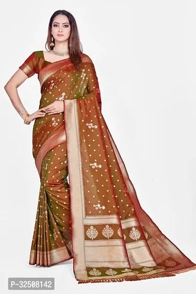 Stylish Olive Art Silk Saree With Blouse Piece For Women-thumb2