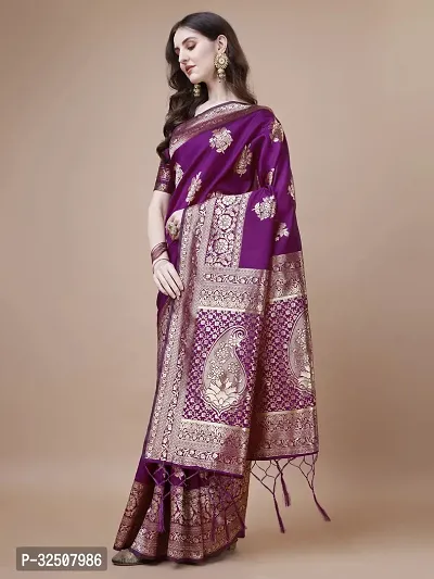 Stylish Purple Art Silk Saree With Blouse Piece For Women-thumb3