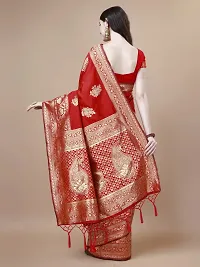 Stylish Red Art Silk Saree with Blouse piece For Women-thumb1