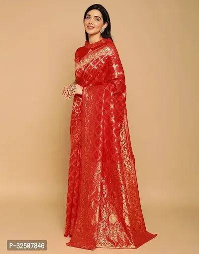 Stylish Red Art Silk Saree With Blouse Piece For Women-thumb4