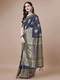 Stylish Grey Art Silk Saree With Blouse Piece For Women-thumb2