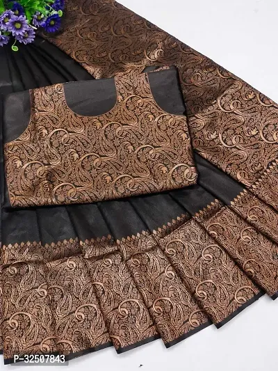 Stylish Black Art Silk Saree With Blouse Piece For Women