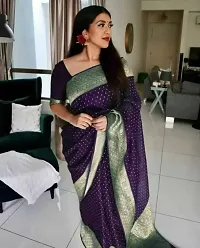 Stylish Purple Art Silk Saree with Blouse piece For Women-thumb1