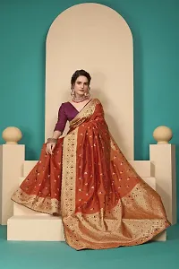 Stylish Brown Cotton Silk Saree With Blouse Piece For Women-thumb2