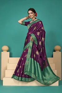 Stylish Purple Art Silk Saree With Blouse Piece For Women-thumb1