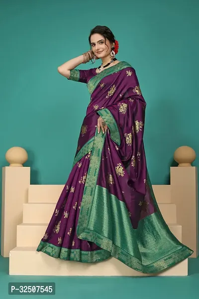 Stylish Purple Art Silk Saree With Blouse Piece For Women-thumb2