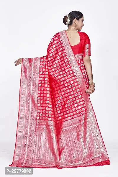 Stylish Red Art Silk Saree with Blouse piece For Women-thumb2