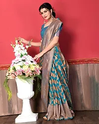 Stylish Teal Art Silk Saree With Blouse Piece For Women-thumb2