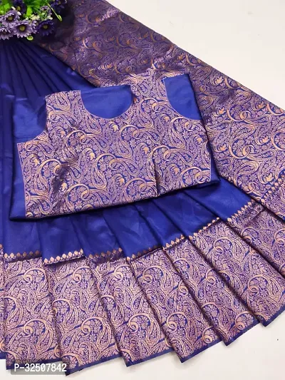 Stylish Blue Art Silk Saree With Blouse Piece For Women