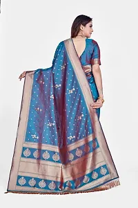 Stylish Teal Art Silk Saree With Blouse Piece For Women-thumb1