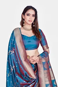 Stylish Teal Art Silk Saree With Blouse Piece For Women-thumb3