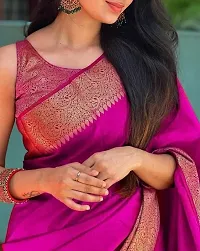 Stylish Pink Art Silk Saree With Blouse Piece For Women-thumb4