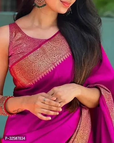 Stylish Pink Art Silk Saree With Blouse Piece For Women-thumb5