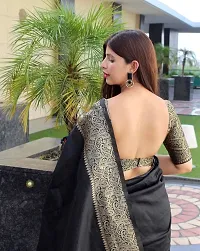 Stylish Black Art Silk Saree With Blouse Piece For Women-thumb1