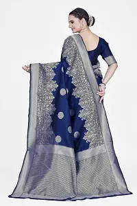 Stylish Blue Art Silk Saree with Blouse piece For Women-thumb1