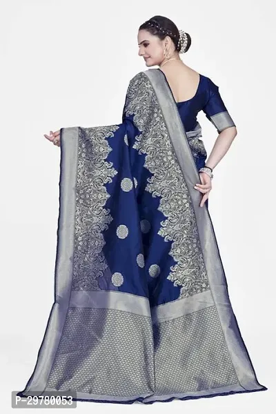 Stylish Blue Art Silk Saree with Blouse piece For Women-thumb2