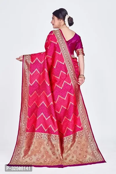 Stylish Pink Art Silk Saree With Blouse Piece For Women-thumb2