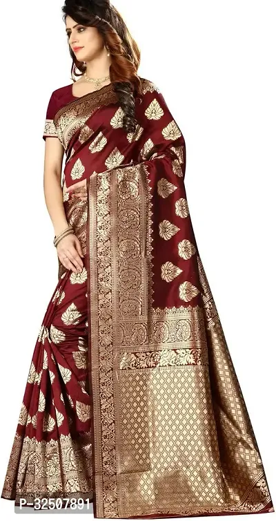 Stylish Brown Art Silk Saree With Blouse Piece For Women-thumb3