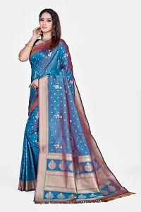 Stylish Teal Art Silk Saree With Blouse Piece For Women-thumb2