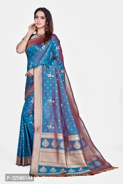 Stylish Teal Art Silk Saree With Blouse Piece For Women-thumb3