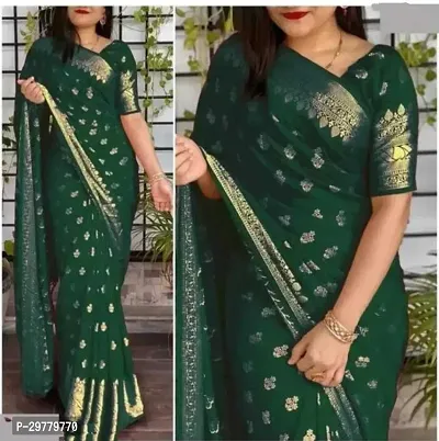 Stylish Green Art Silk Saree with Blouse piece For Women-thumb0