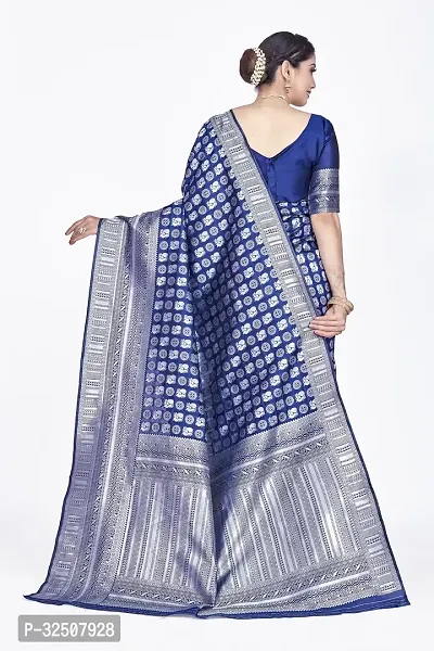 Stylish Navy Blue Art Silk Saree With Blouse Piece For Women-thumb2