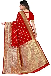 Stylish Red Art Silk Saree with Blouse piece For Women-thumb1