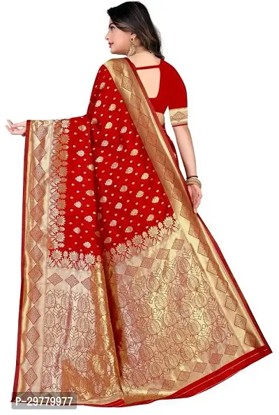 Stylish Red Art Silk Saree with Blouse piece For Women-thumb2