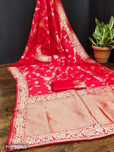 Stylish Red Art Silk Saree With Blouse Piece For Women-thumb0