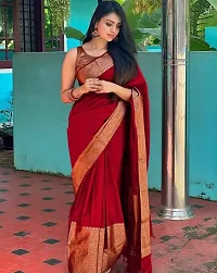 Stylish Red Art Silk Saree With Blouse Piece For Women-thumb1