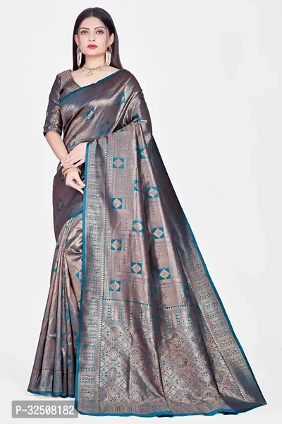 Stylish Teal Art Silk Saree With Blouse Piece For Women-thumb0