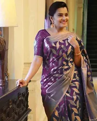 Stylish Purple Art Silk Saree with Blouse piece For Women-thumb1