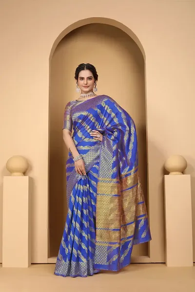 Glamorous Art Silk Zari Work Sarees With Blouse Piece