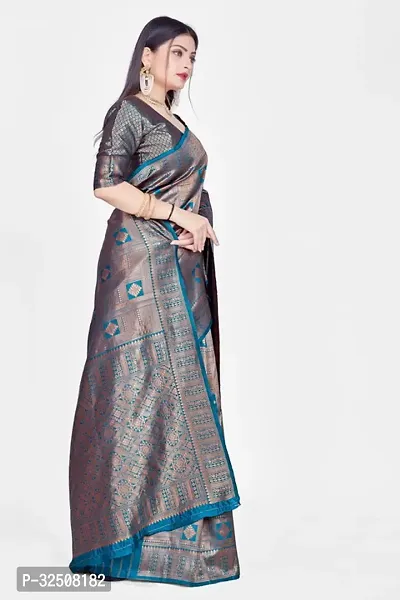 Stylish Teal Art Silk Saree With Blouse Piece For Women-thumb3