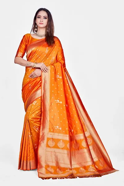 Stylish Art Silk Zari Woven Sarees With Blouse Piece