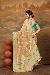 Stylish Cream Organza Saree With Blouse Piece For Women-thumb2