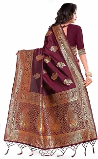 Stylish Maroon Art Silk Saree With Blouse Piece For Women-thumb1