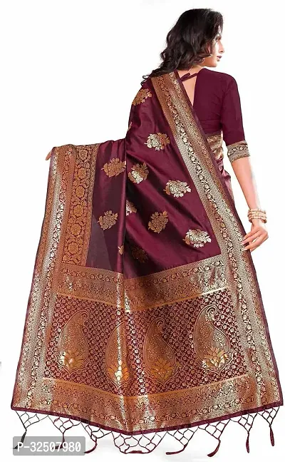 Stylish Maroon Art Silk Saree With Blouse Piece For Women-thumb2