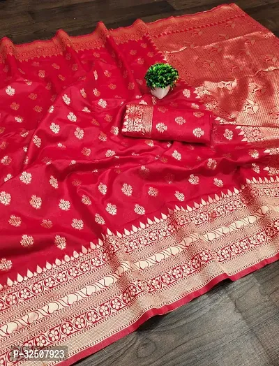 Stylish Red Art Silk Saree With Blouse Piece For Women