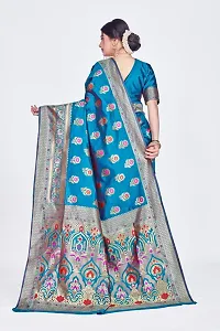 Stylish Teal Art Silk Saree With Blouse Piece For Women-thumb1