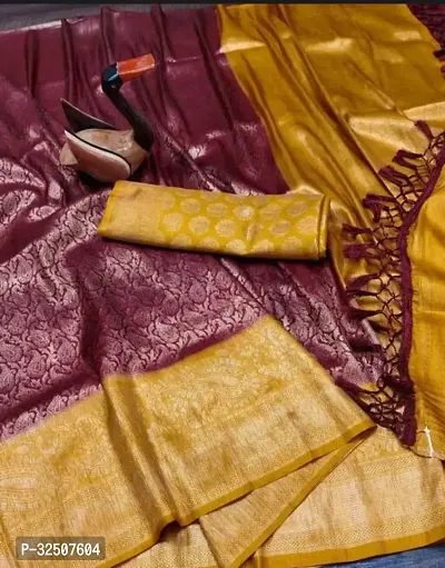 Stylish Maroon Art Silk Saree With Blouse Piece For Women-thumb0