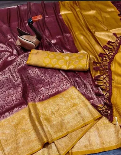 Stylish Art Silk Zari Woven Saree with Blouse piece