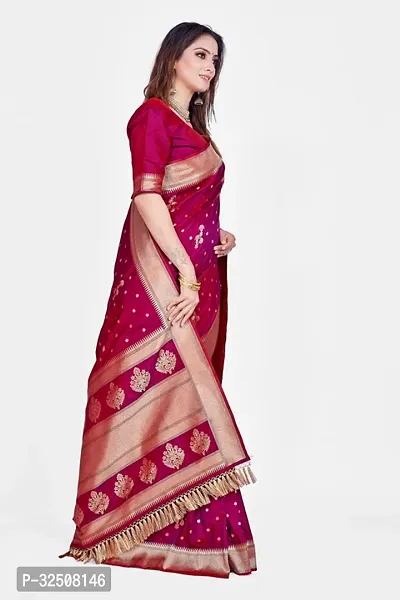 Stylish Magenta Art Silk Saree With Blouse Piece For Women-thumb4