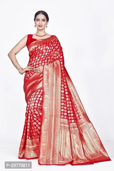 Stylish Red Art Silk Saree with Blouse piece For Women-thumb0