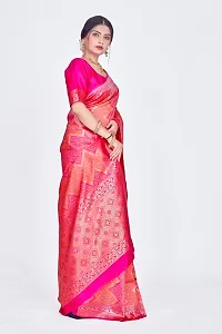 Stylish Pink Art Silk Saree With Blouse Piece For Women-thumb1