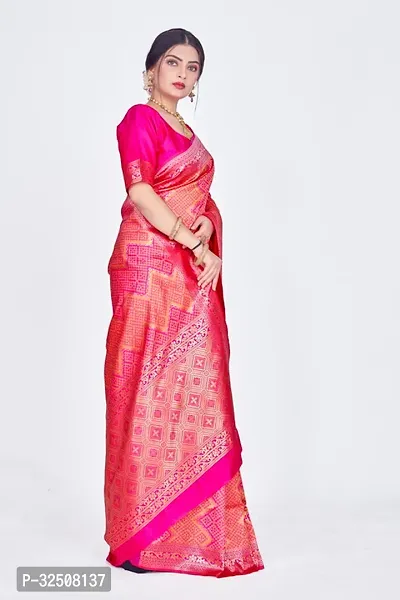 Stylish Pink Art Silk Saree With Blouse Piece For Women-thumb2