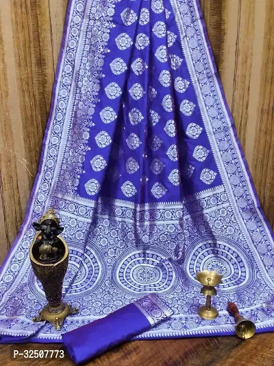 Stylish Blue Art Silk Saree With Blouse Piece For Women-thumb0