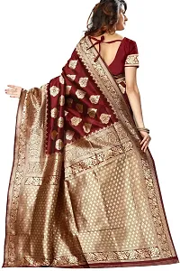 Stylish Maroon Art Silk Saree with Blouse piece For Women-thumb1